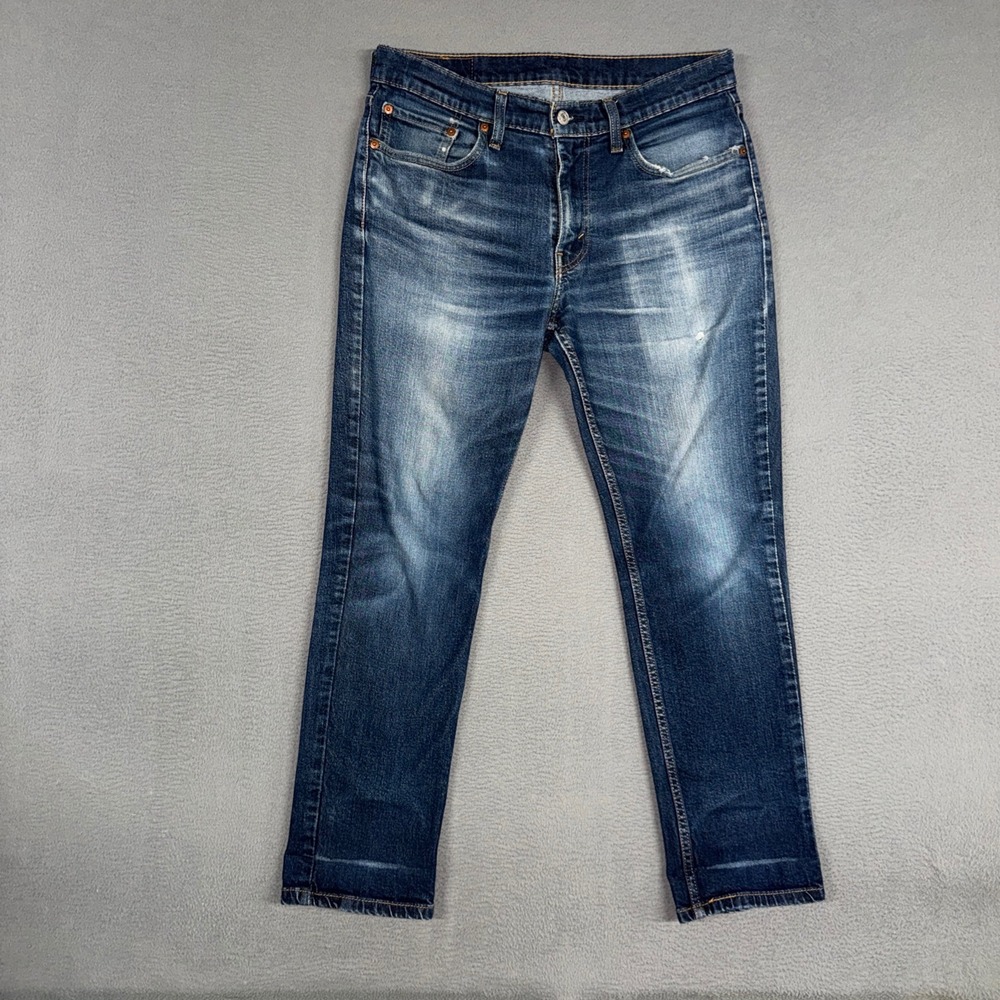 Levis Jeans Mens 32x29 Blue 511 Slim Fit Stretch Distressed Denim Cowboy Western